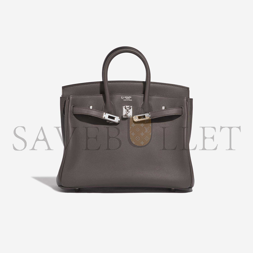 H**mes master birkin 25 swift leather pewter grey silver buckle bag h049362ck10 (25*20*13cm)